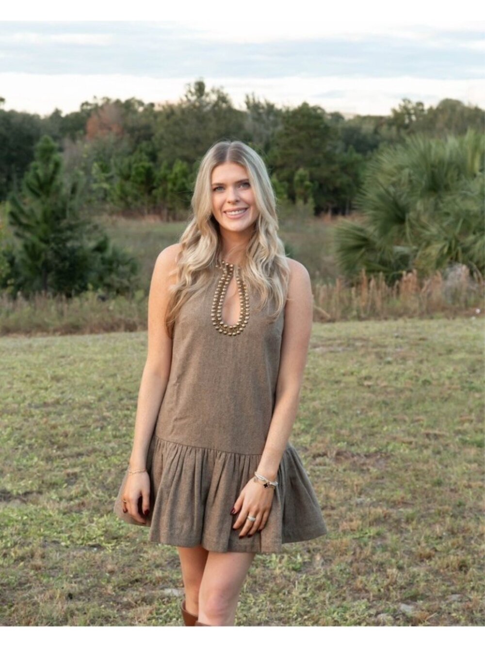 Anthropologie Brown Wool Herringbone Keyhole Sequin Mini Dress NWT $178, Sz XXS